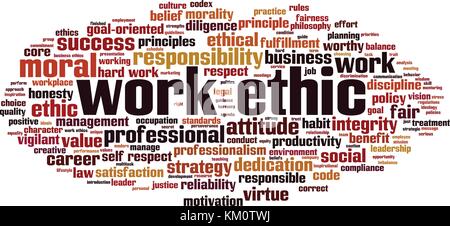 Work ethics word cloud concept. Vector illustration Stock Vector