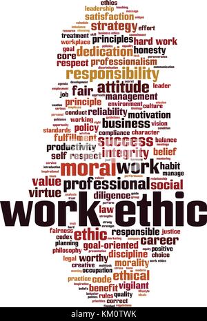 Work ethics word cloud concept. Vector illustration Stock Vector