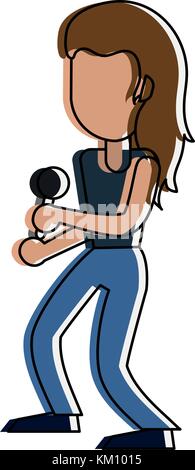 Young woman happy in karaoke cartoon Stock Vector Art & Illustration ...