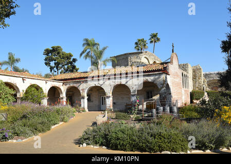 San Juan Capistrano, Ca - December 1, 2017: Grounds at the historic mission founded in 1776. Stock Photo
