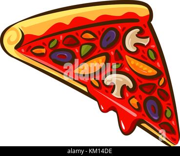 Slice of pizza. Italian food, pizzeria, baking concept. Cartoon vector illustration Stock Vector