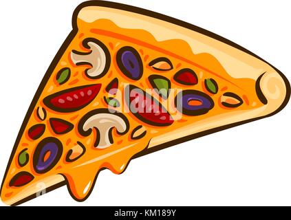 Pizza. Element of restaurant menu or diner. Fast food, meal, eating icon. Vector illustration Stock Vector