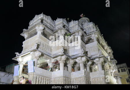 People visit Jagdish temple in Udaipur India. Jagdish temple is large Hindu temple built in 1651. Stock Photo