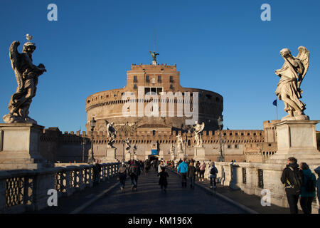 The Bridge of Sant Angelo and Bernini's Angels, Rome, Italy Stock Photo