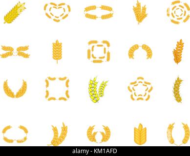Wheat icon set, cartoon style Stock Vector