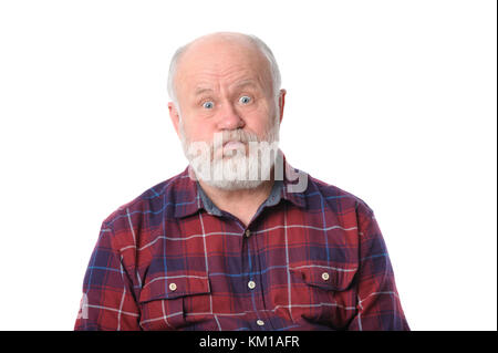 sad senior man, isolated on white Stock Photo