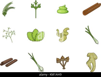 Spices icon set, cartoon style Stock Vector