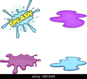 Splash icon set, cartoon style Stock Vector