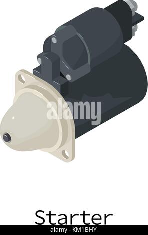 Starter icon, isometric 3d style Stock Vector