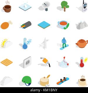Wintry icons set, isometric style Stock Vector
