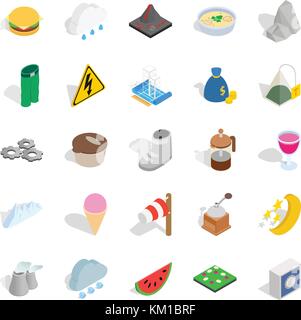Hibernal icons set, isometric style Stock Vector