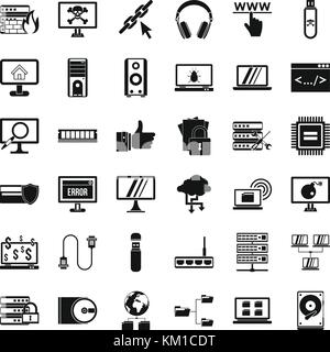 Search in internet icons set, simple style Stock Vector