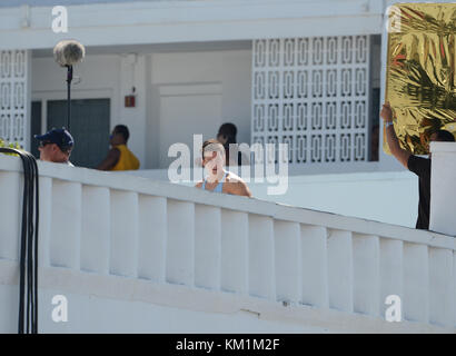 MIAMI , FL - APRIL 03: Mark Wahlberg on the set of  Pain and Gain which is directed by Michael Bay . on April 3, 2012 in Miami Beach, Florida  People:  Mark Wahlberg Stock Photo