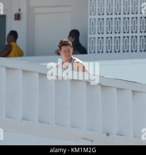 MIAMI , FL - APRIL 03: Mark Wahlberg on the set of  Pain and Gain which is directed by Michael Bay . on April 3, 2012 in Miami Beach, Florida  People:  Mark Wahlberg Stock Photo