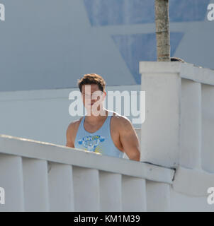 MIAMI , FL - APRIL 03: Mark Wahlberg on the set of  Pain and Gain which is directed by Michael Bay . on April 3, 2012 in Miami Beach, Florida  People:  Mark Wahlberg Stock Photo