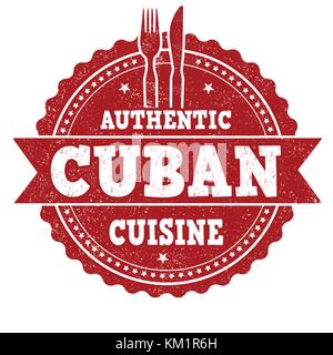 Authentic cuban cuisine grunge rubber stamp on white background, vector illustration Stock Vector