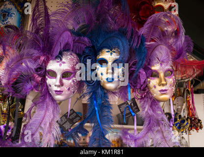 VENICE (VENEZIA) ITALY, OCTOBER 18, 2017 - Venice carnival masks close up, Venice masks for sale on the market, Venice, Italy Stock Photo