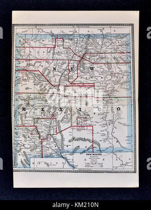 George Cram Antique Map from 1866 Atlas for Attorneys and Bankers: United States - New Mexico - Santa Fe Albuquerque Taos Cimarron Las Vegas Stock Photo