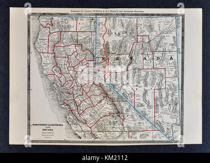 George Cram Antique Map from 1866 Atlas for Attorneys and Bankers: United States - Northern California Nevada San Francisco Lake Tahoe Yosemite Sacramento Stock Photo