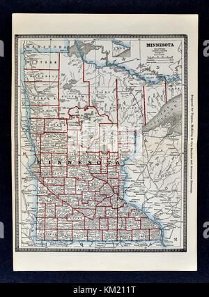 George Cram Antique Map from 1866 Atlas for Attorneys and Bankers: United States - Minnesota - Minneapolis St. Paul Duluth Stock Photo