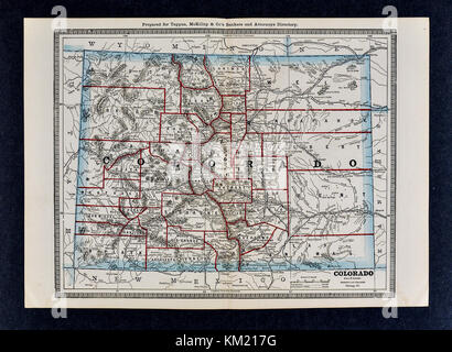 George Cram Antique Map from 1866 Atlas for Attorneys and Bankers: United States - Colorado - Denver Stock Photo