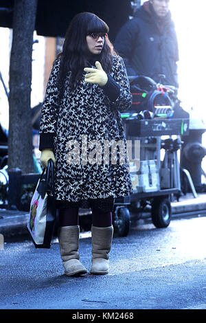 NEW YORK - MARCH 04:  America Ferrera seen filming Ugly Betty on March 4, 2009 in New York City    People:  America Ferrera Stock Photo