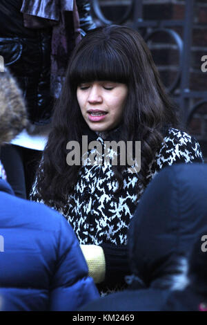 NEW YORK - MARCH 04:  America Ferrera seen filming Ugly Betty on March 4, 2009 in New York City    People:  America Ferrera Stock Photo