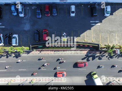 The traffic and parking lot in the city of Makassar - South Sulawesi Stock Photo