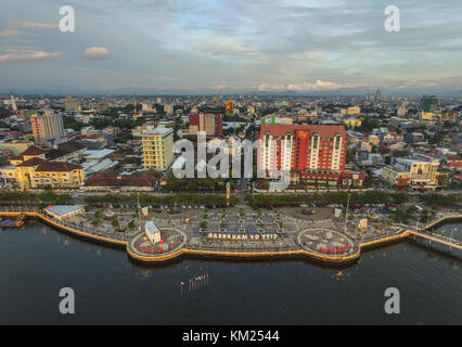 Losari Beach the icon for the City of Makassar taken a moment before the sunset. Stock Photo