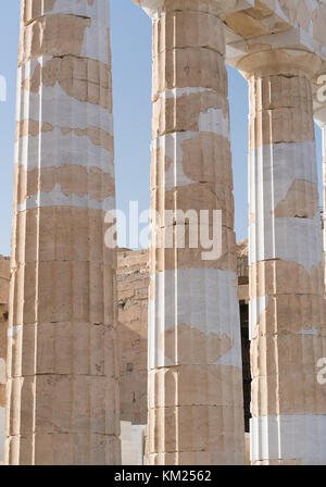 details of the columns of the temple Parthenon in the Acropolis Stock Photo