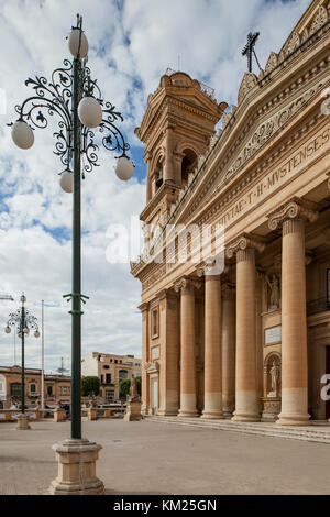 Facade of Mosta Dome, Malta. Stock Photo