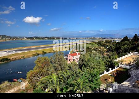 Corfu airport runway of Corfu in September 2017 Stock Photo