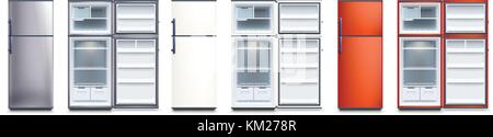 fridges set open and closed Stock Vector