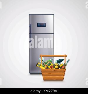 fridge and toolbox Stock Vector