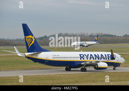 Two Ryanair aircraft at London Stansted Airport Stock Photo