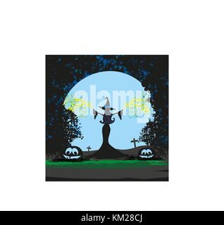 Magical witch casting a magic spell Stock Vector