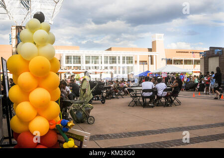 Kids Rock Fest with kids and bands having fun. Stock Photo