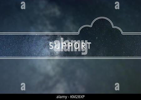 SUPPORT word cloud Concept. Space background. Stock Photo