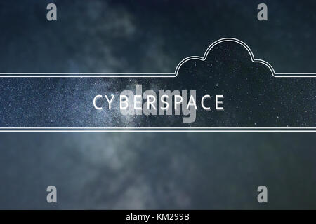 CYBERSPACE word cloud Concept. Space background. Stock Photo