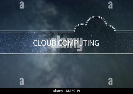 CLOUD COMPUTING word cloud Concept. Space background. Stock Photo