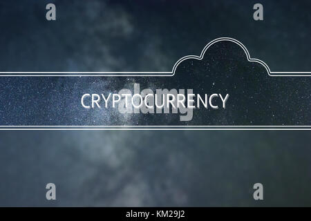 CRYPTOCURRENCY word cloud Concept. Space background. Stock Photo