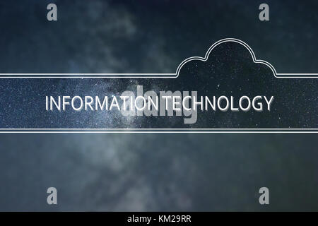 INFORMATION TECHNOLOGY word cloud Concept. Space background. Stock Photo