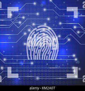 Fingerprint on Blue Background Stock Vector
