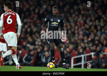 London, UK. 02nd Dec, 2017. Paul Pogba (MU) at the English Premier League match Arsenal v Manchester United, at The Emirates Stadium, London, on December 2, 2017. **This picture is intended for editorial use only** Credit: Paul Marriott/Alamy Live News Stock Photo
