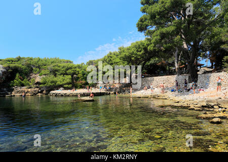 The Dead Sea pool, Lokrum Island, Dubrovnik, Dubrovnik-Neretva County, Dalmatian coast, Adriatic Sea, Croatia, Balkans, Europe. Stock Photo