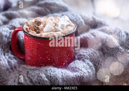 Hot chocolate with marsmallow candies Stock Photo