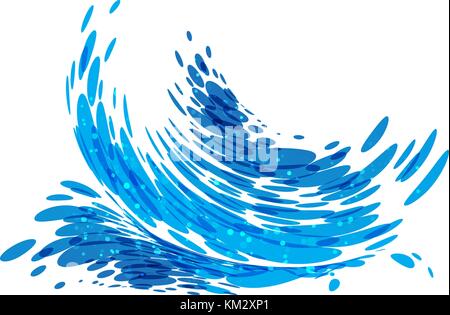 Wave splashes on white background Stock Vector