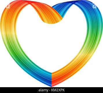 Heart made of colored ribbon on white background Stock Vector
