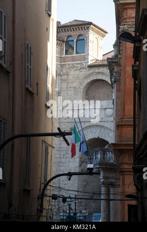 Monumental Etruscan Arch from III-century BC restored by Augustus in I-century BC and now called Augustan Arch (Arch of Augustus) is one of the seven  Stock Photo