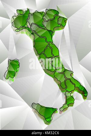 abstract green triangular map of Italy Stock Vector